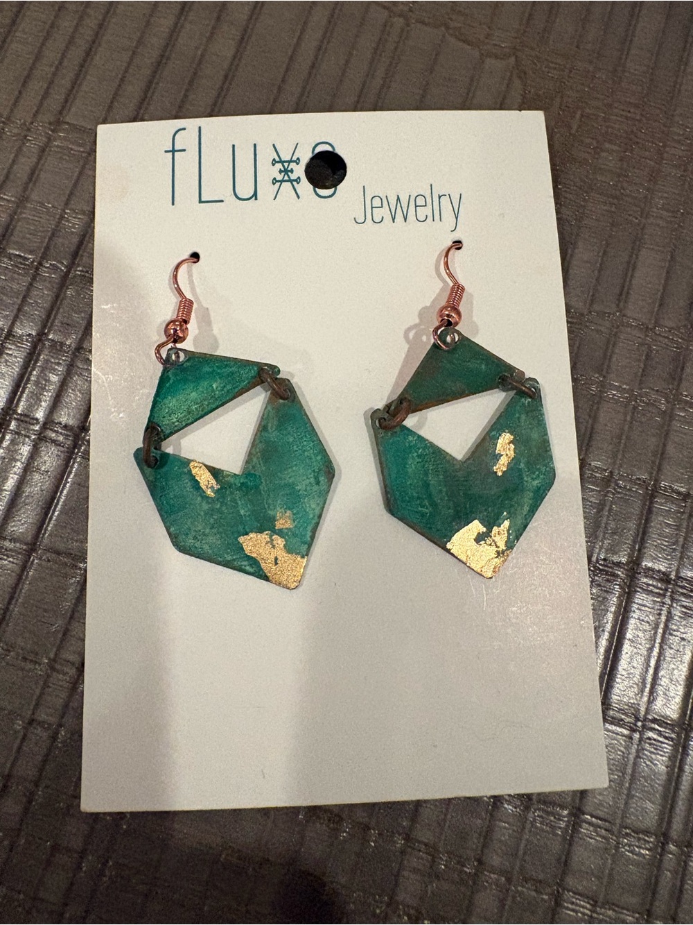 Flux Turquoise Geometric Drop Earrings with Gold Accents